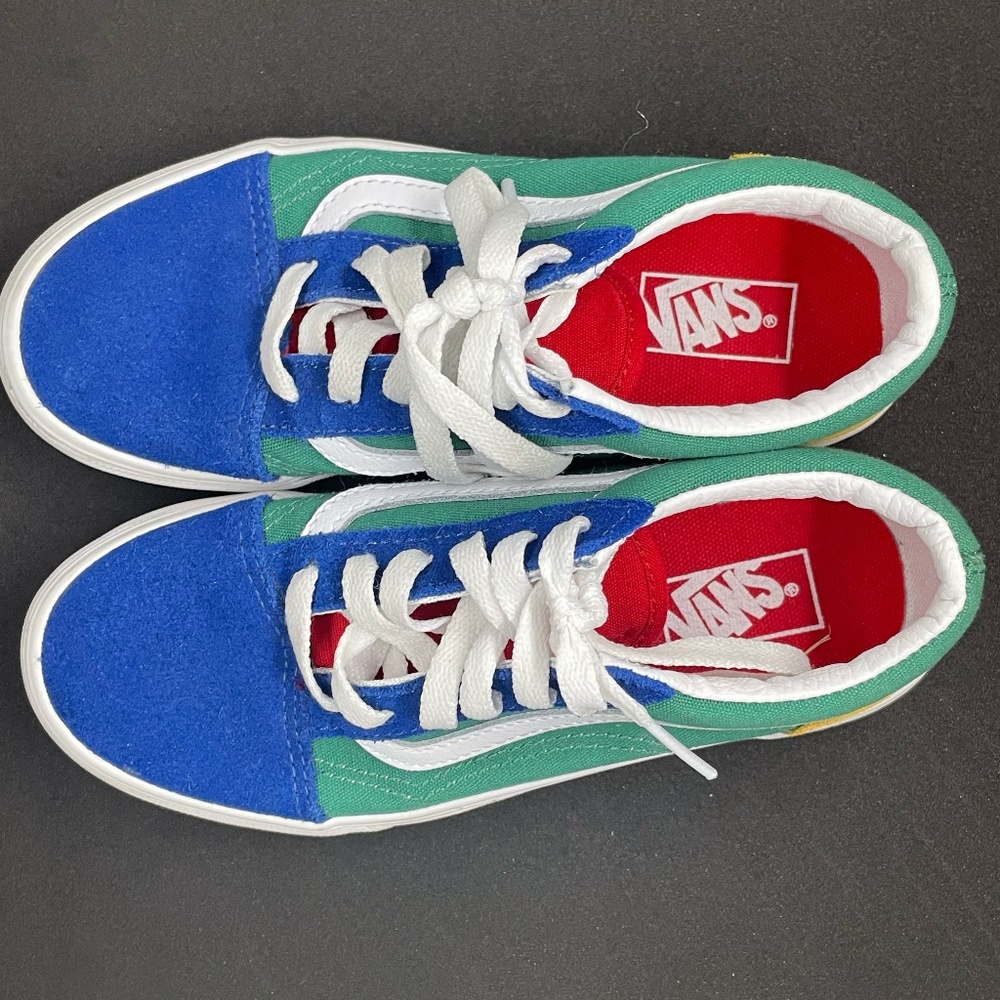 Vans Old Skool (Boys Size 2) Blue/Green/Yellow/Red